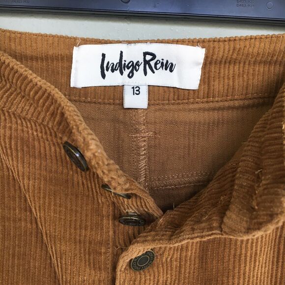 Indigo Rein Corduroy Skirt Women 13 30 Brown Mini Button Fly Y2K Academia Core - Picture 2 of 10